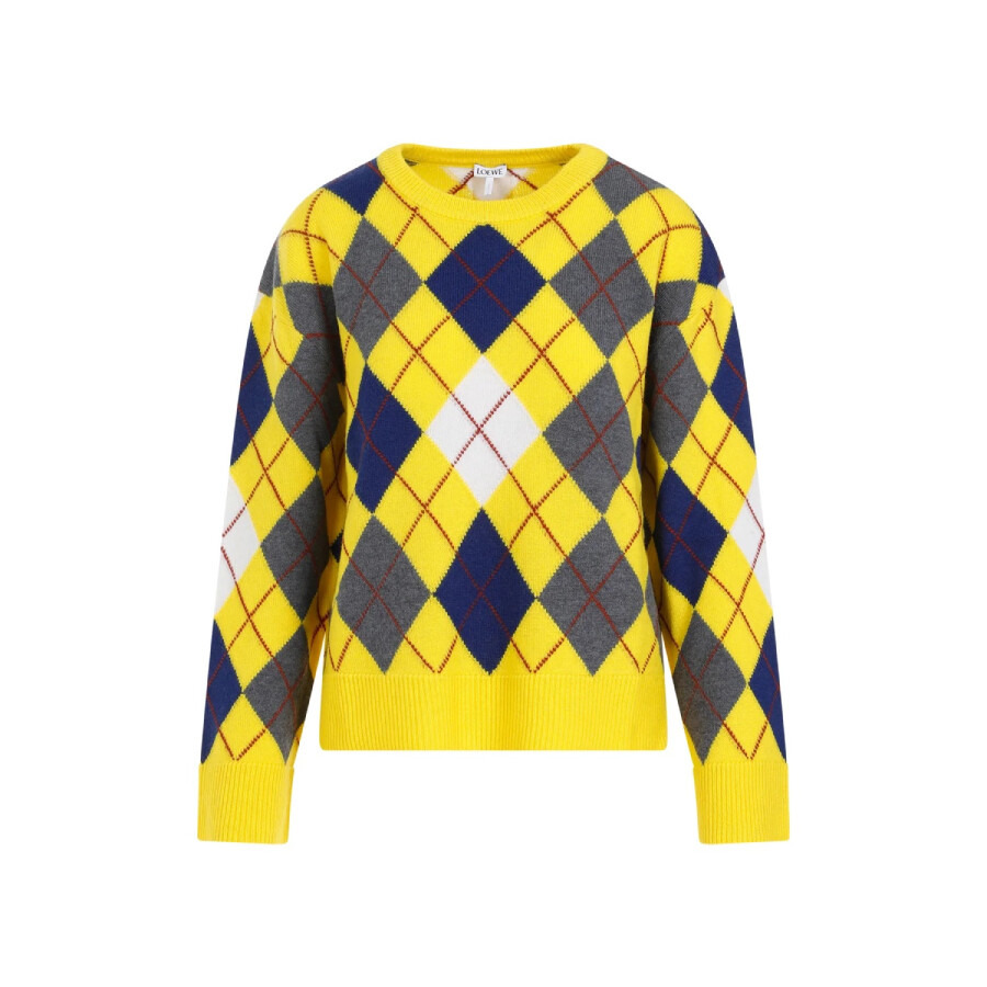Loewe Argyle Ribbed Collar Knitted Jumper - 5