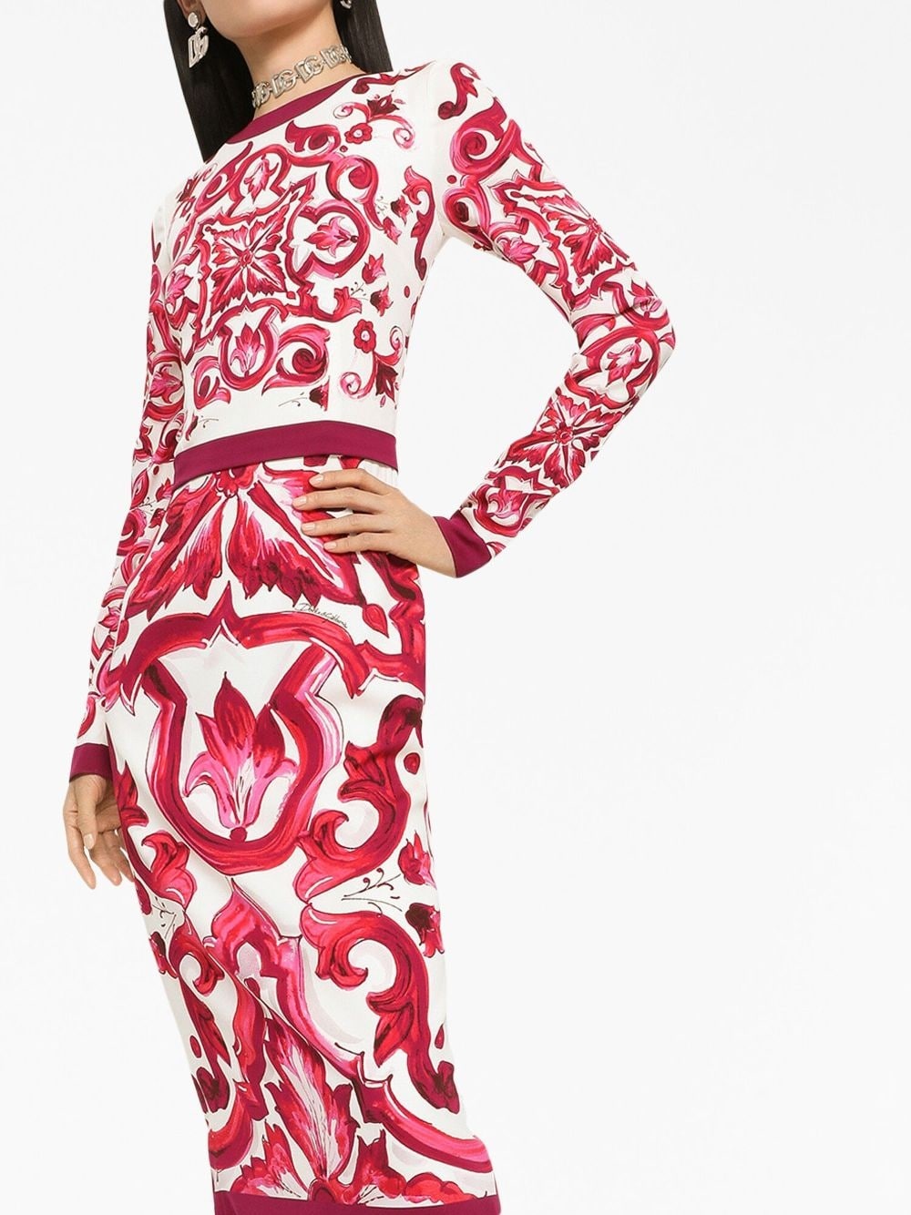 Majolica-print pencil midi dress - 5