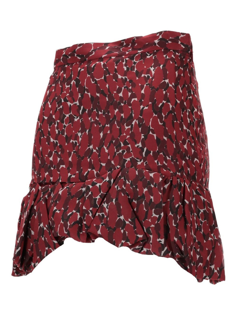 SAINT LAURENT ruffled abstract-print mini skirt outlook