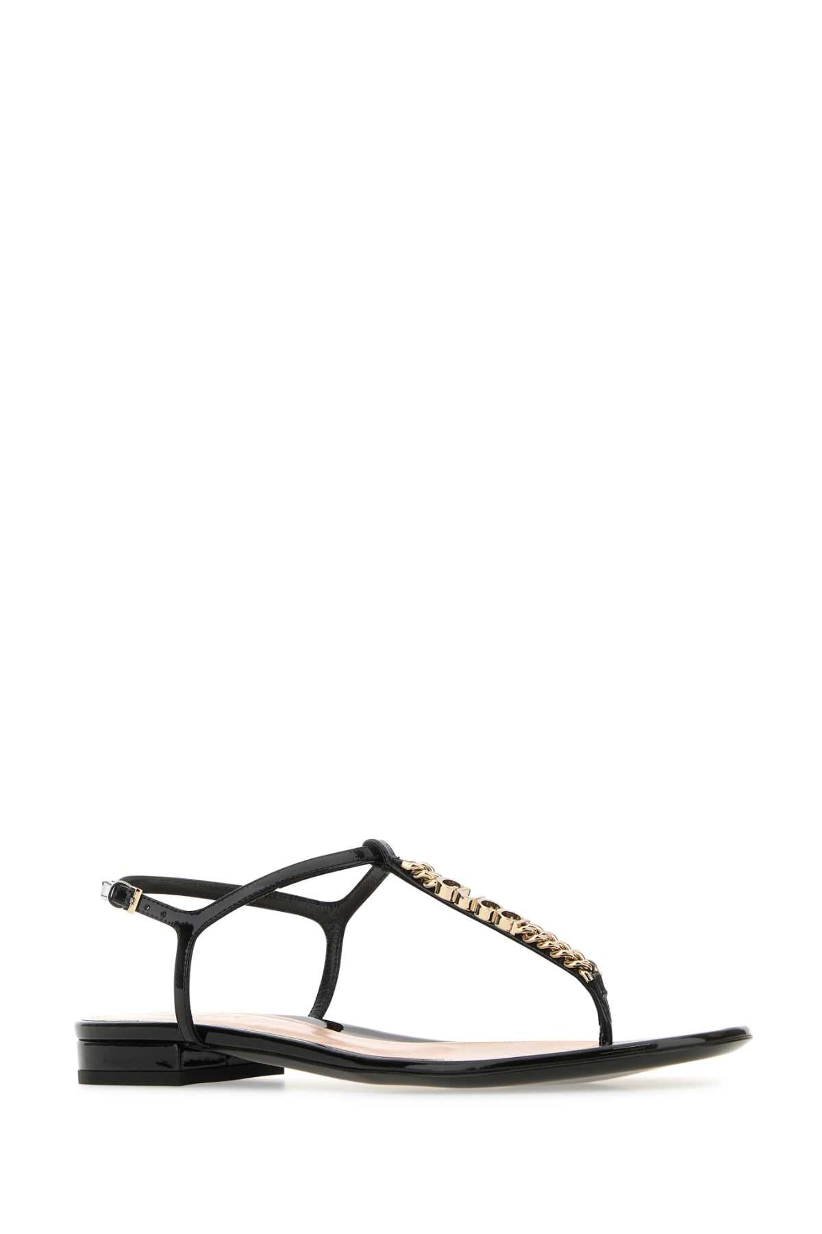 Gucci Women Black Leather Signoria Thong Sandals - 2