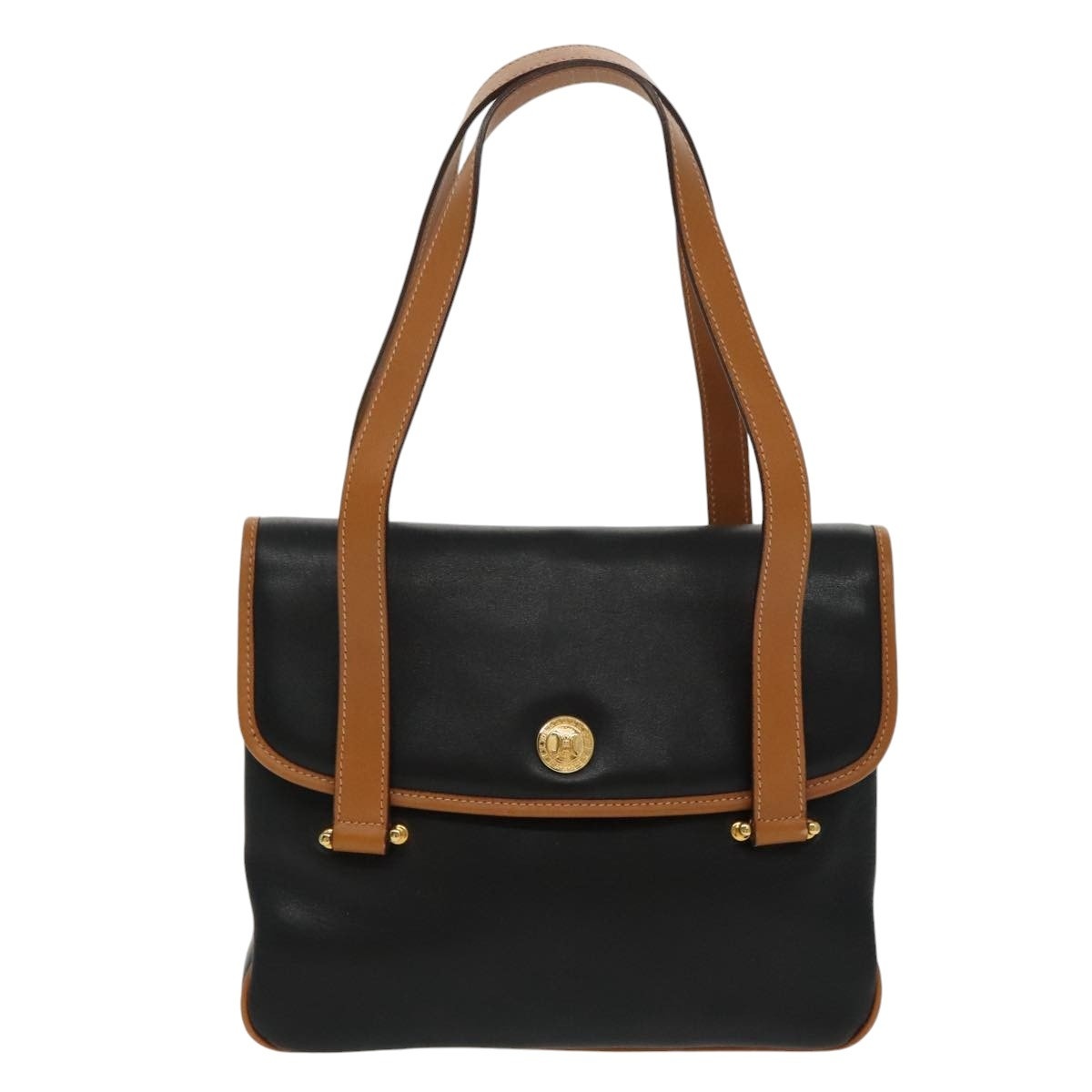 CELINE Hand Bag Leather Black Gold - 13