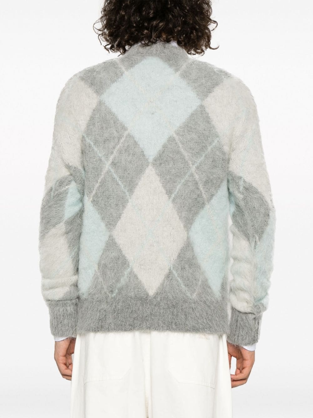 argyle-knit brushed sweatshirt - 4