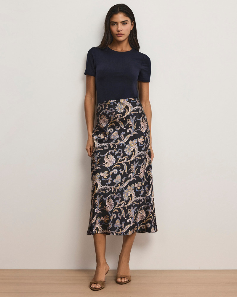 VERONICA BEARD CLOVER PAISLEY MIDI SKIRT outlook
