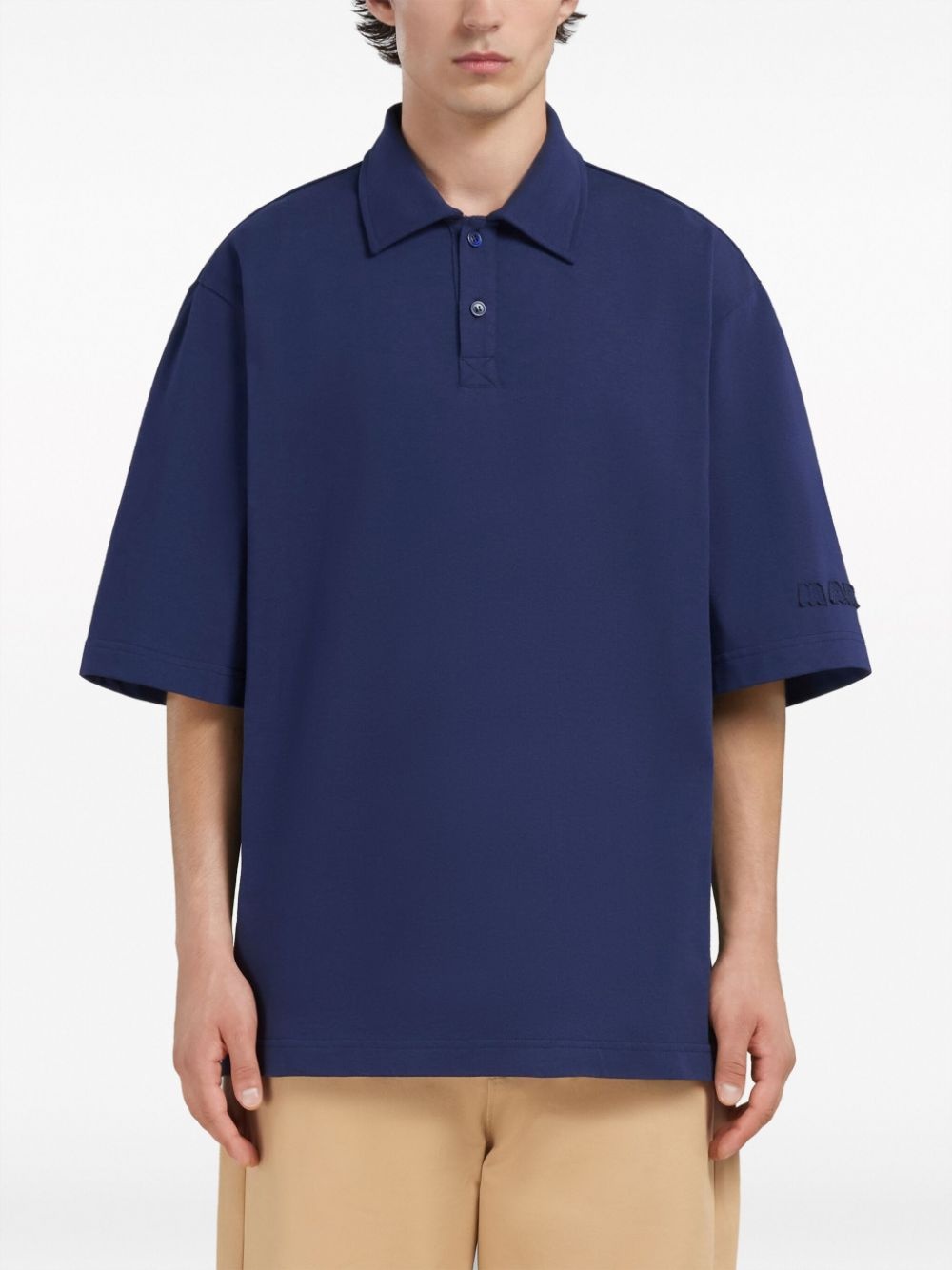 logo-patch cotton polo shirt - 3