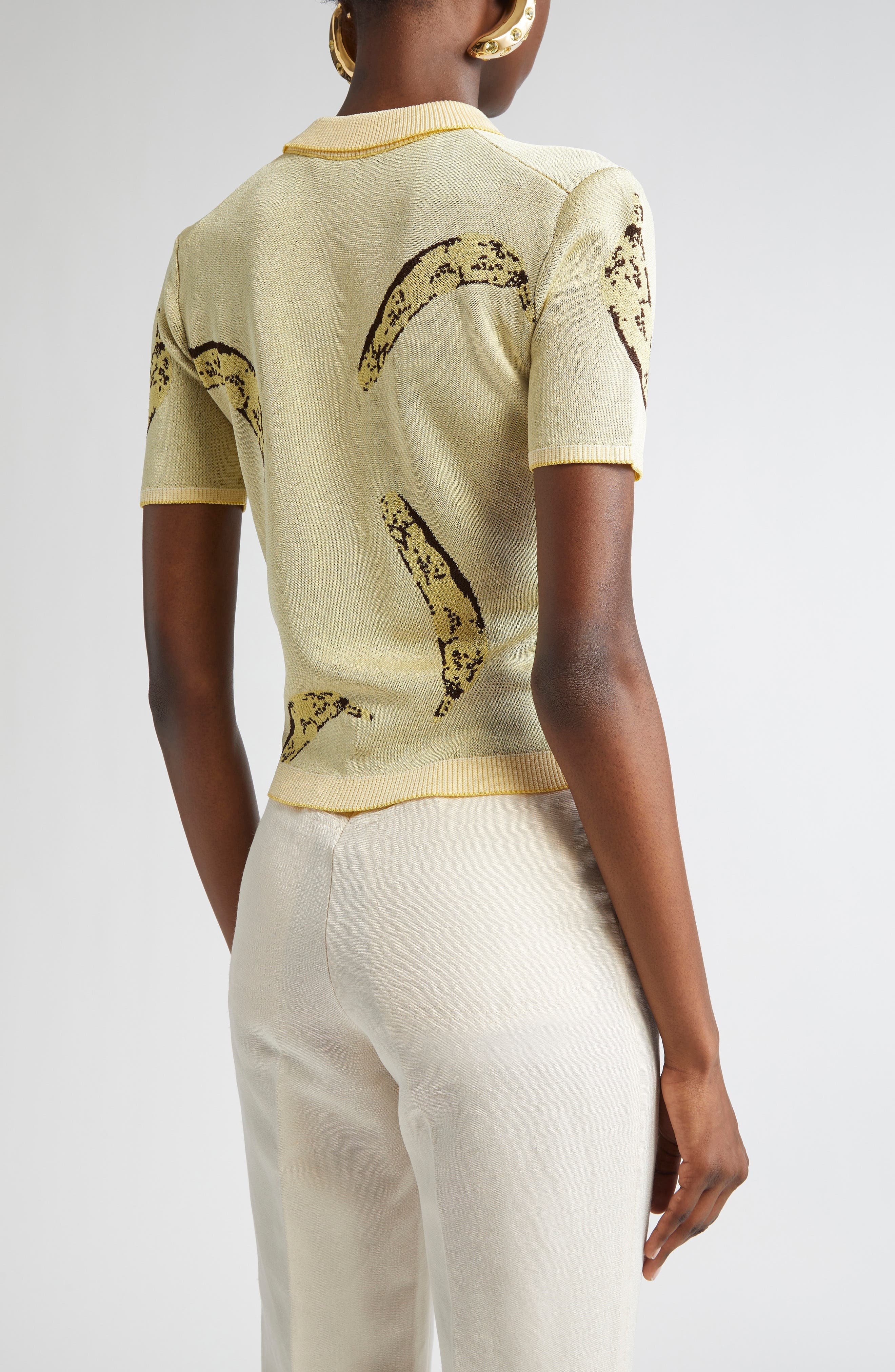 Jacquemus Le Polo Marino Jacquard Polo in Banana Jacquard Yellow at Nordstrom - 3