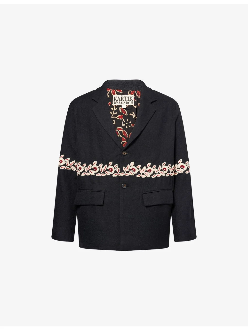 Hand-Embroidered Wool Blazer - 1