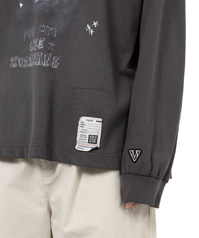 Dog Printed Embellished Distressed Long Sleeve T-shirt 15