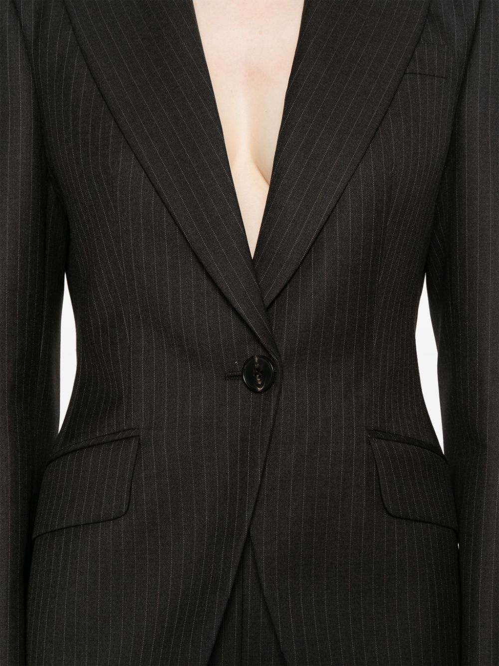 single-breasted pinstriped blazer - 5