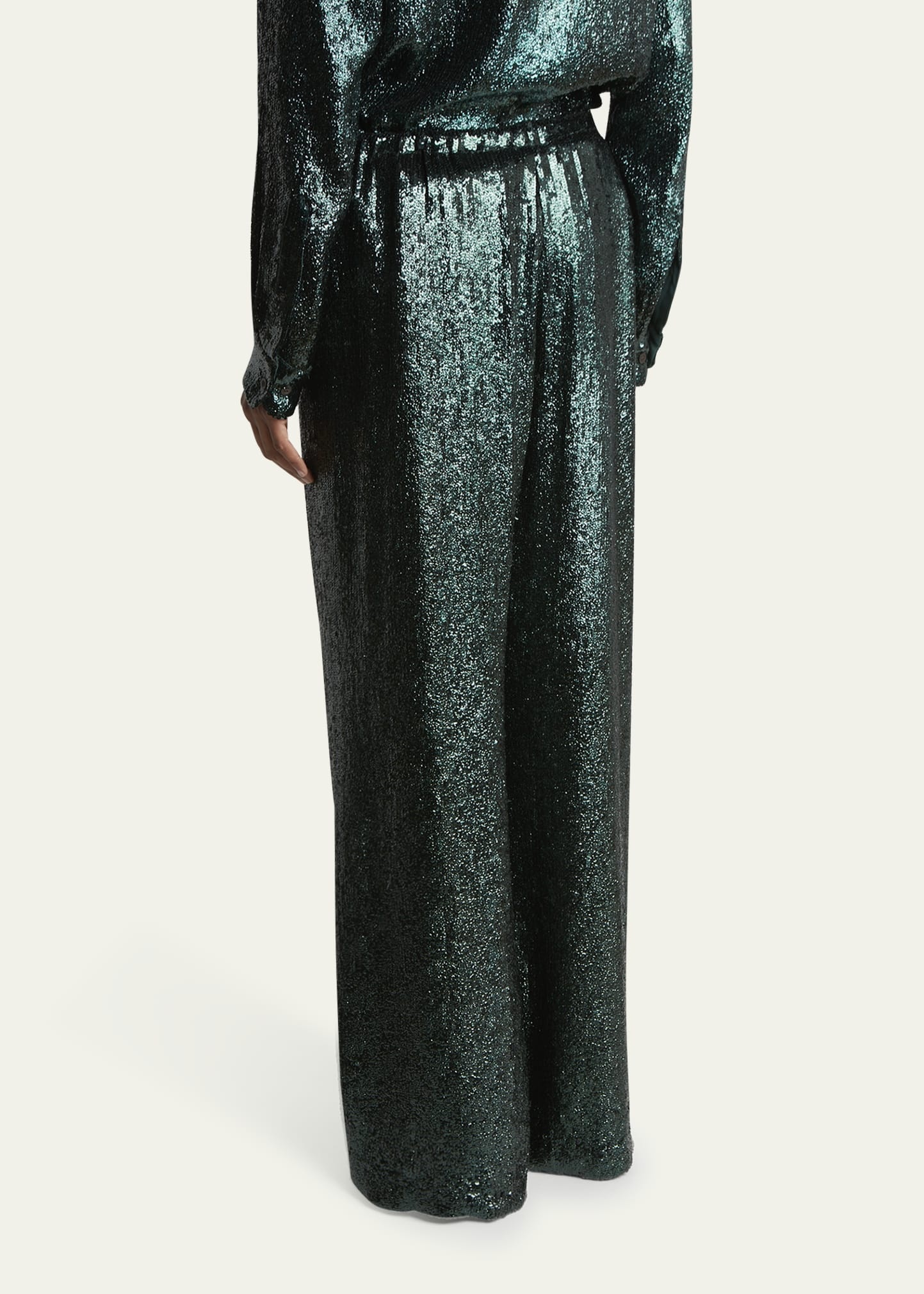 Puvis Sequined Wide-Leg Drawstring Pants - 3