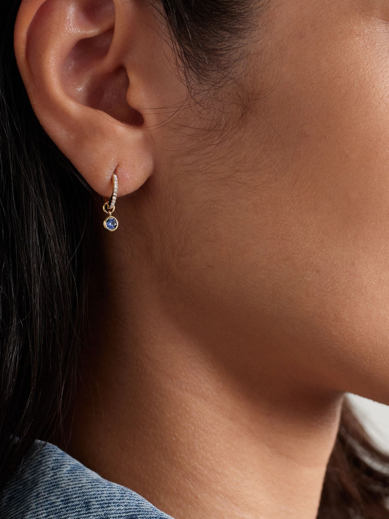 STONE AND STRAND Orchid 10-karat gold, sapphire and diamond single hoop earring Blue outlook