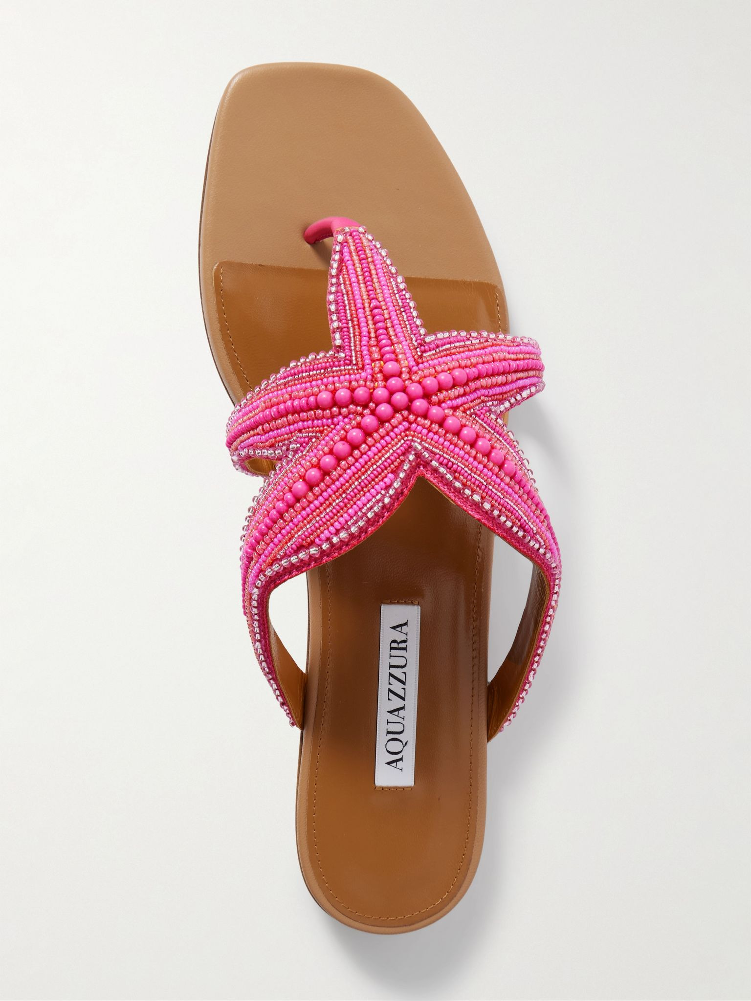 Reef Star bead-embellished leather sandals Bright pink - 5