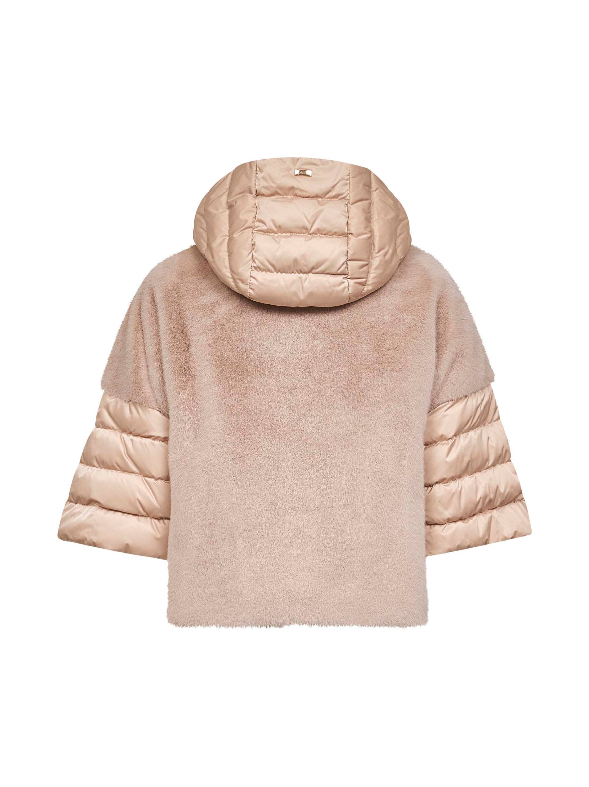 Beige satin and lady alternative fur cape - 2