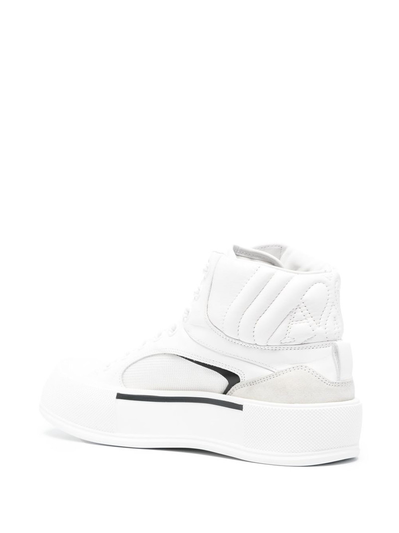 Seal-embroidered leather sneakers 3