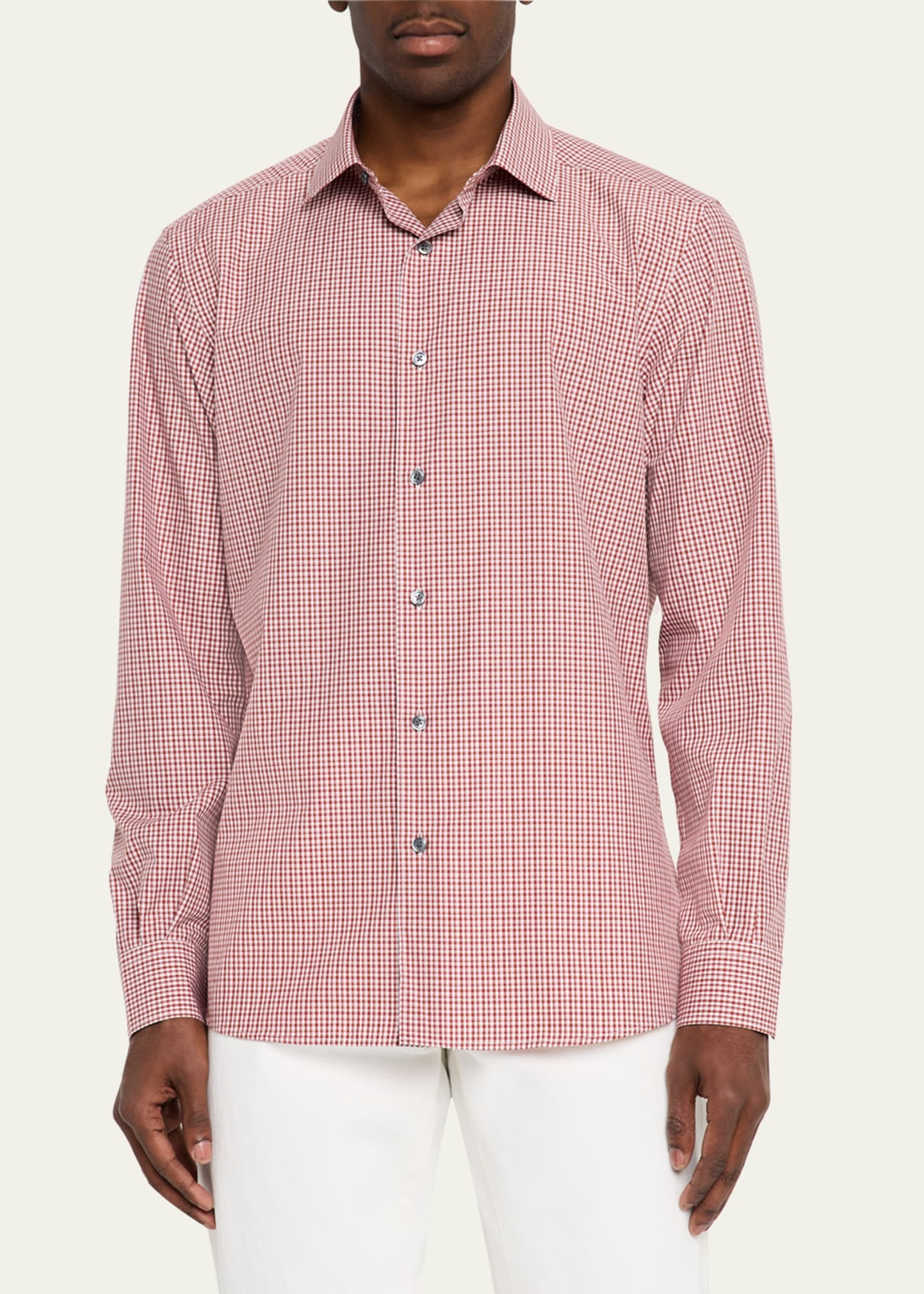 Men's Cotton Check Casual Button-Down Shirt - 4