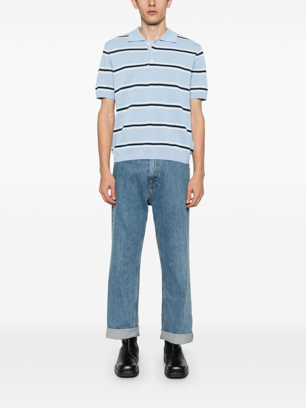 striped knit polo shirt - 2