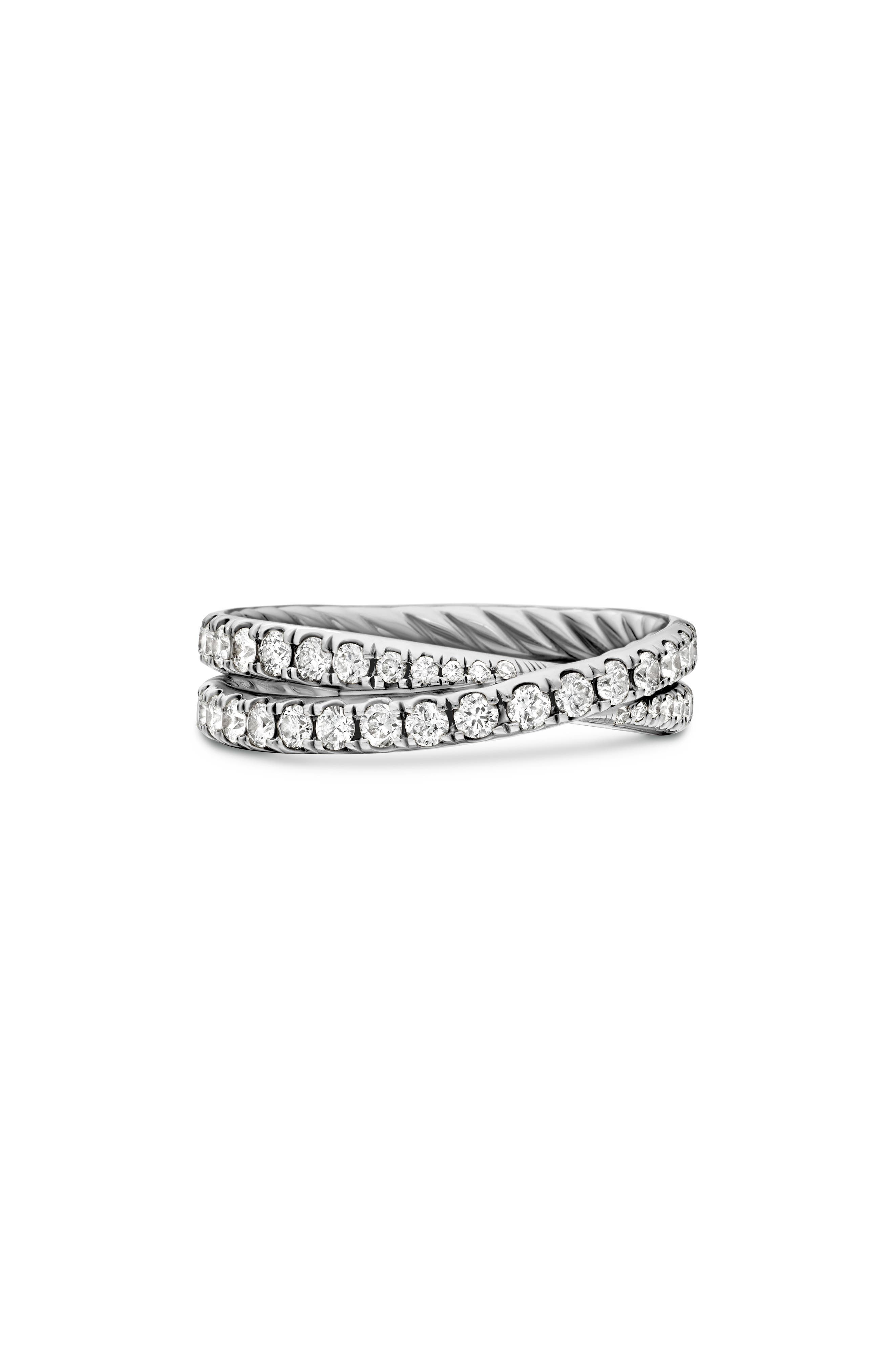 David Yurman DY Crossover® Band Ring with Diamonds in Platinum at Nordstrom - 1