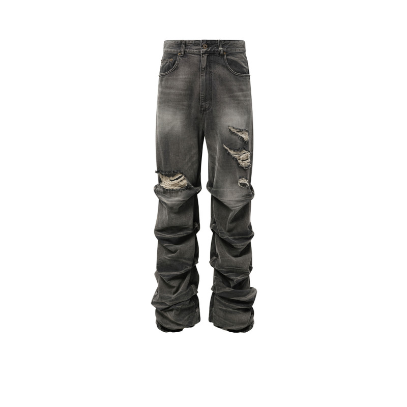 We11done Wrinkled Straight Denim Trousers in Black outlook