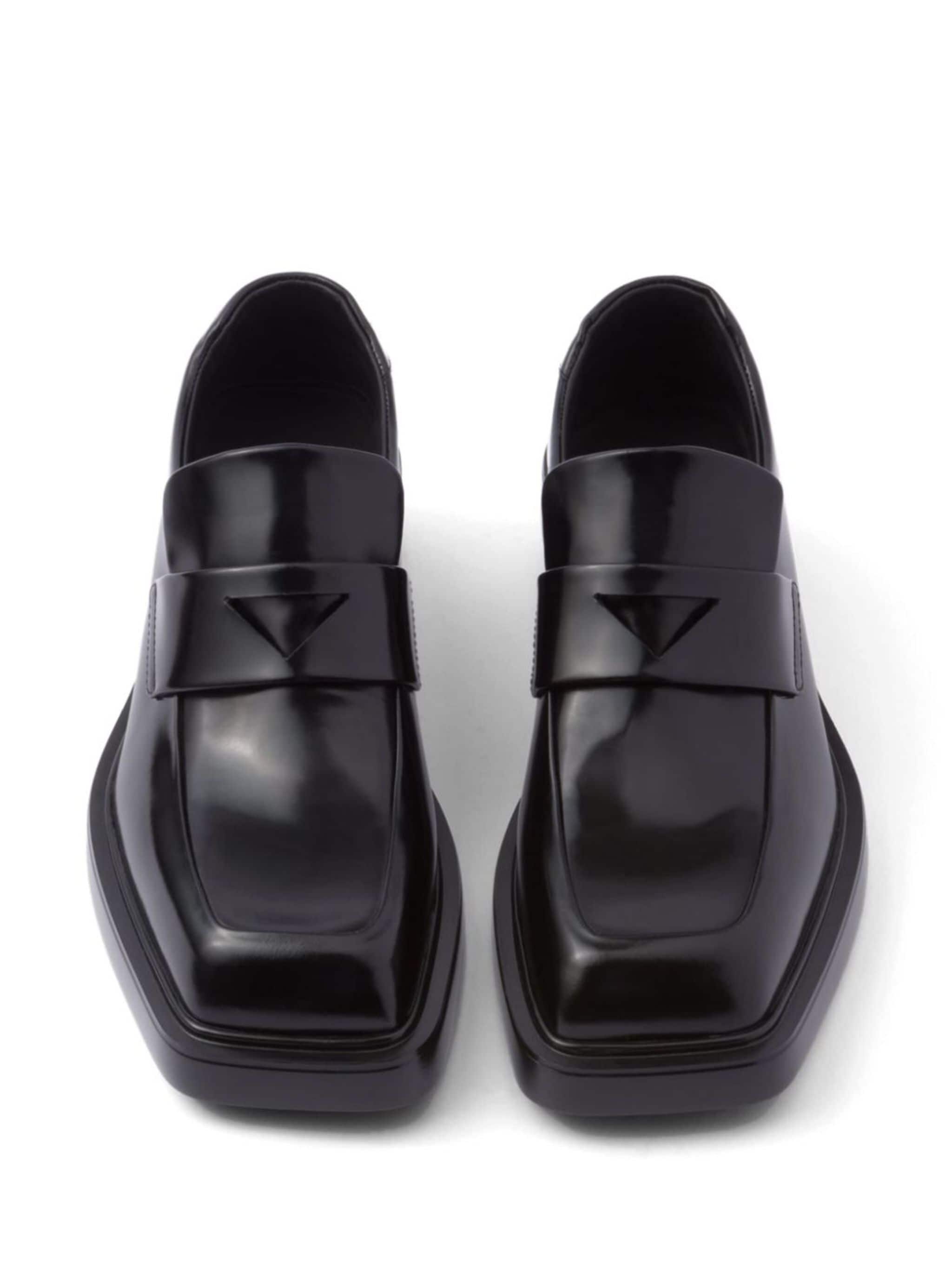 triangle-patch leather loafers - 4