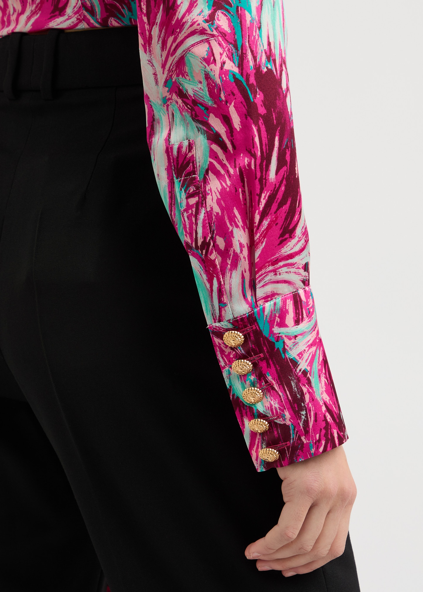 Printed silk-satin wrap blouse - 5