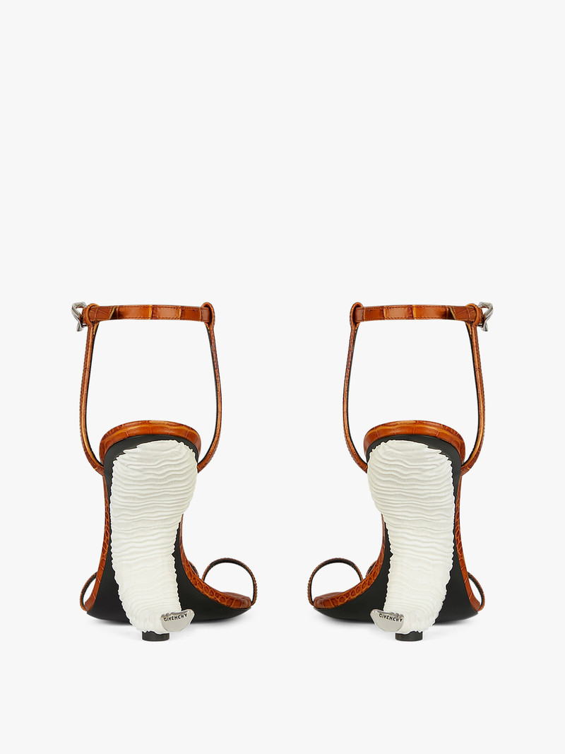 TRIPLE TOES SANDALS IN CROCODILE EFFECT LEATHER WITH HORN HEEL 4