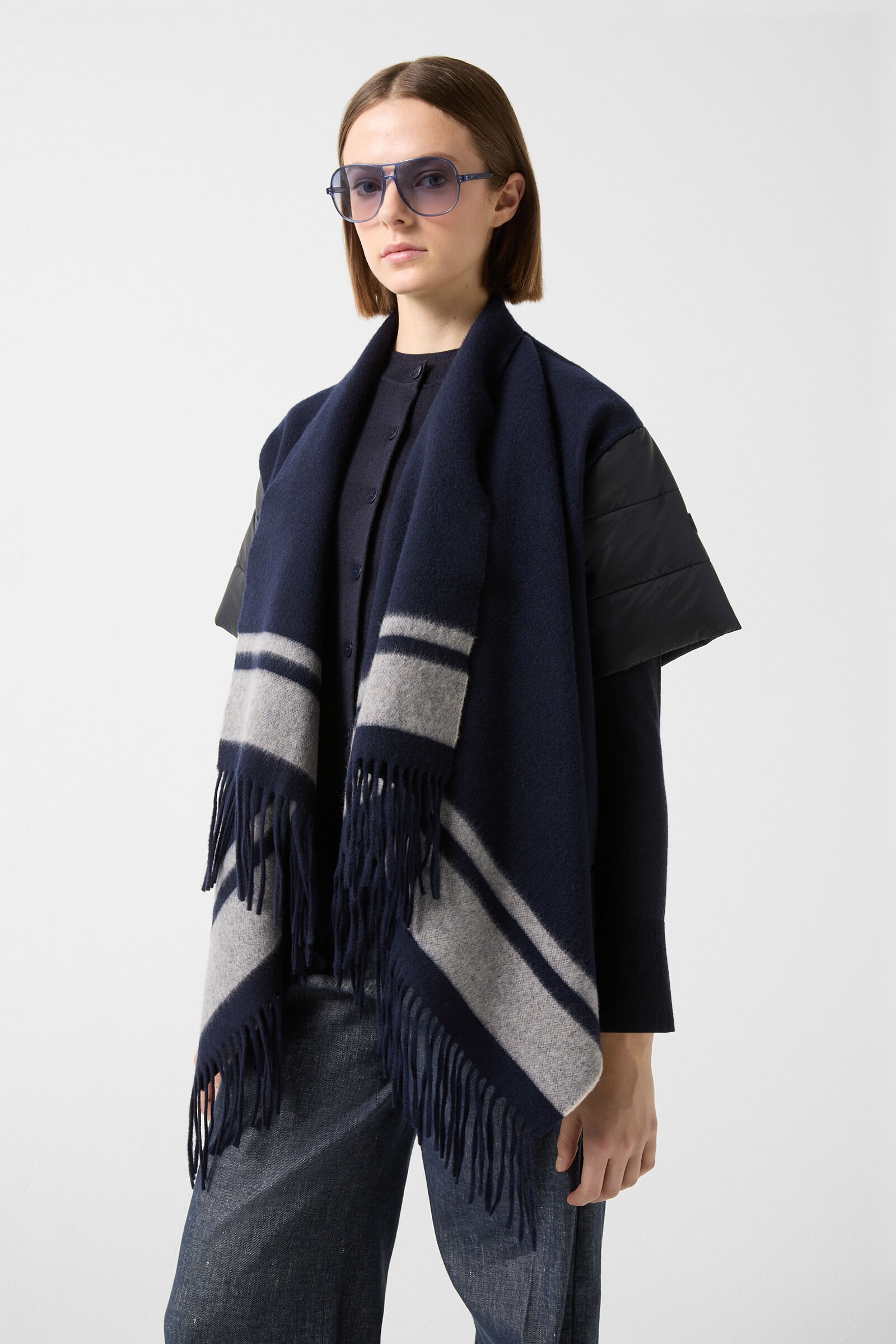 Nica Poncho jacket in Navy blue 1