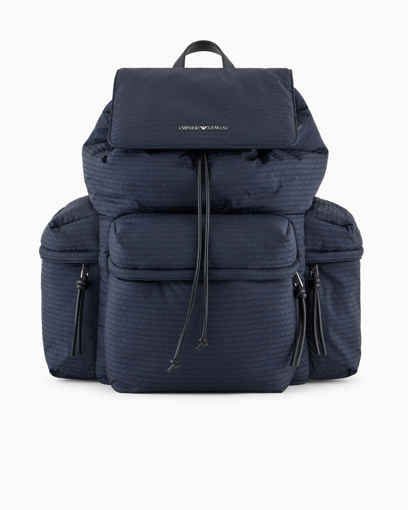 NYLON BACKPACK WITH ALL-OVER, JACQUARD LOGO LETTERING 1