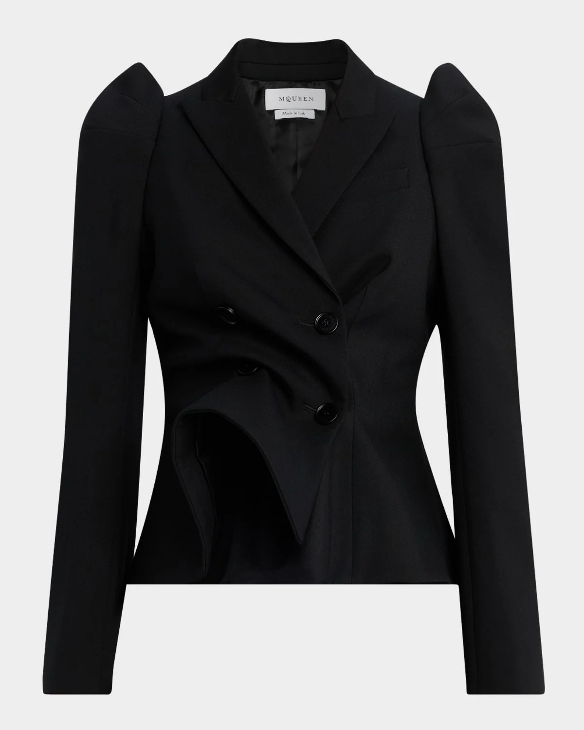 Structured Stretch Wool Double-Breasted Blazer Jacket - 1