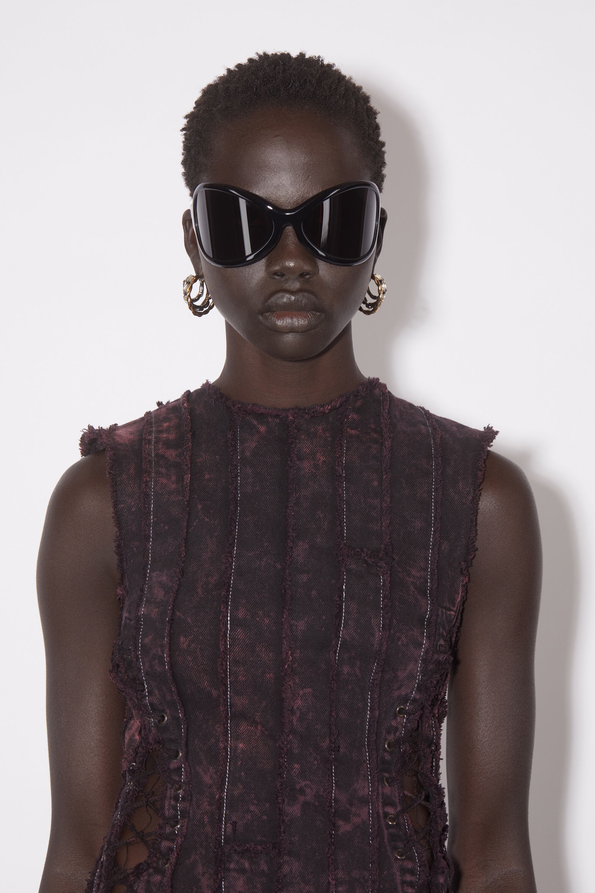 Denim dress - Black/wine red - 6
