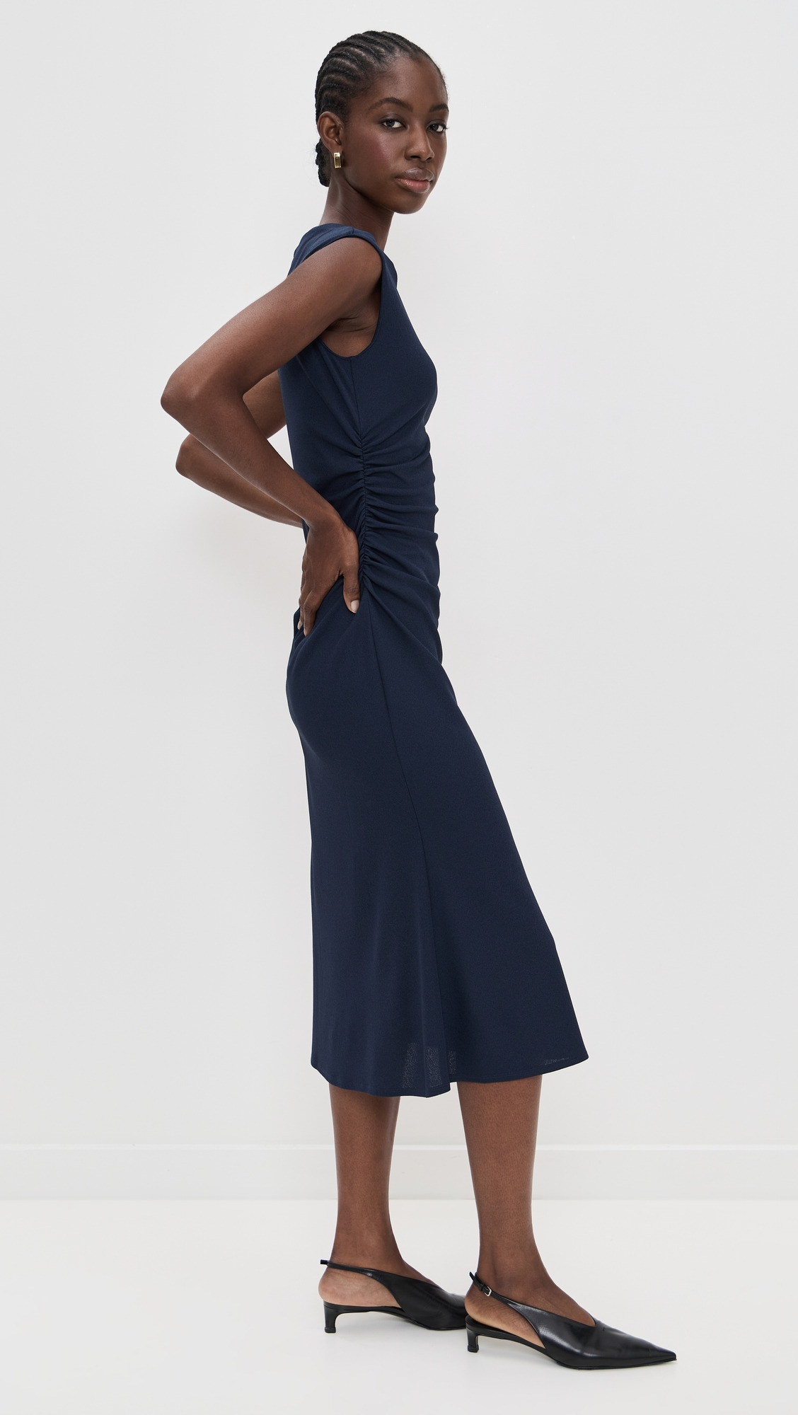 Boat Neck Drape Dress - 3