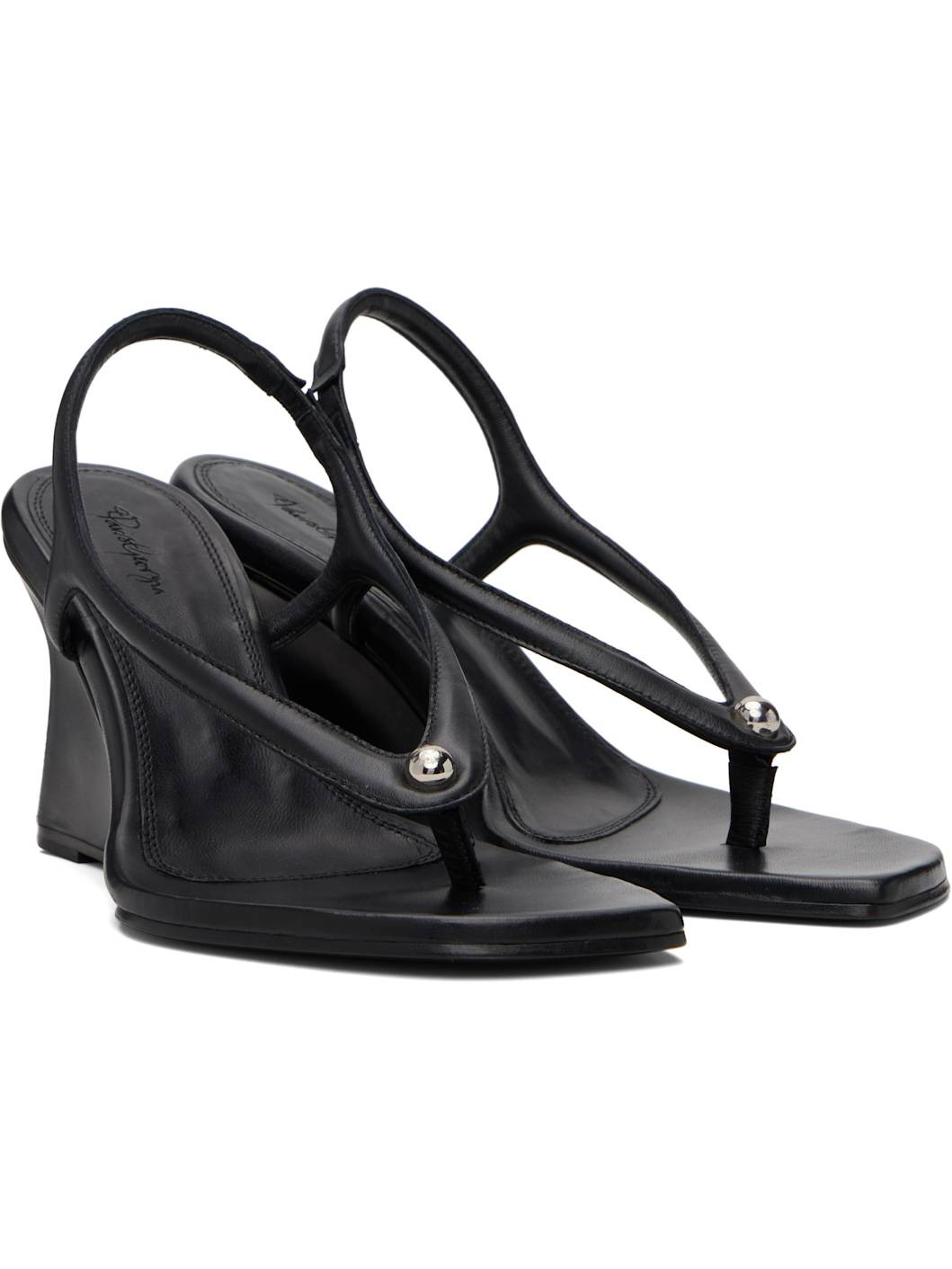 Black Valentina Wedge Heeled Sandals - 4