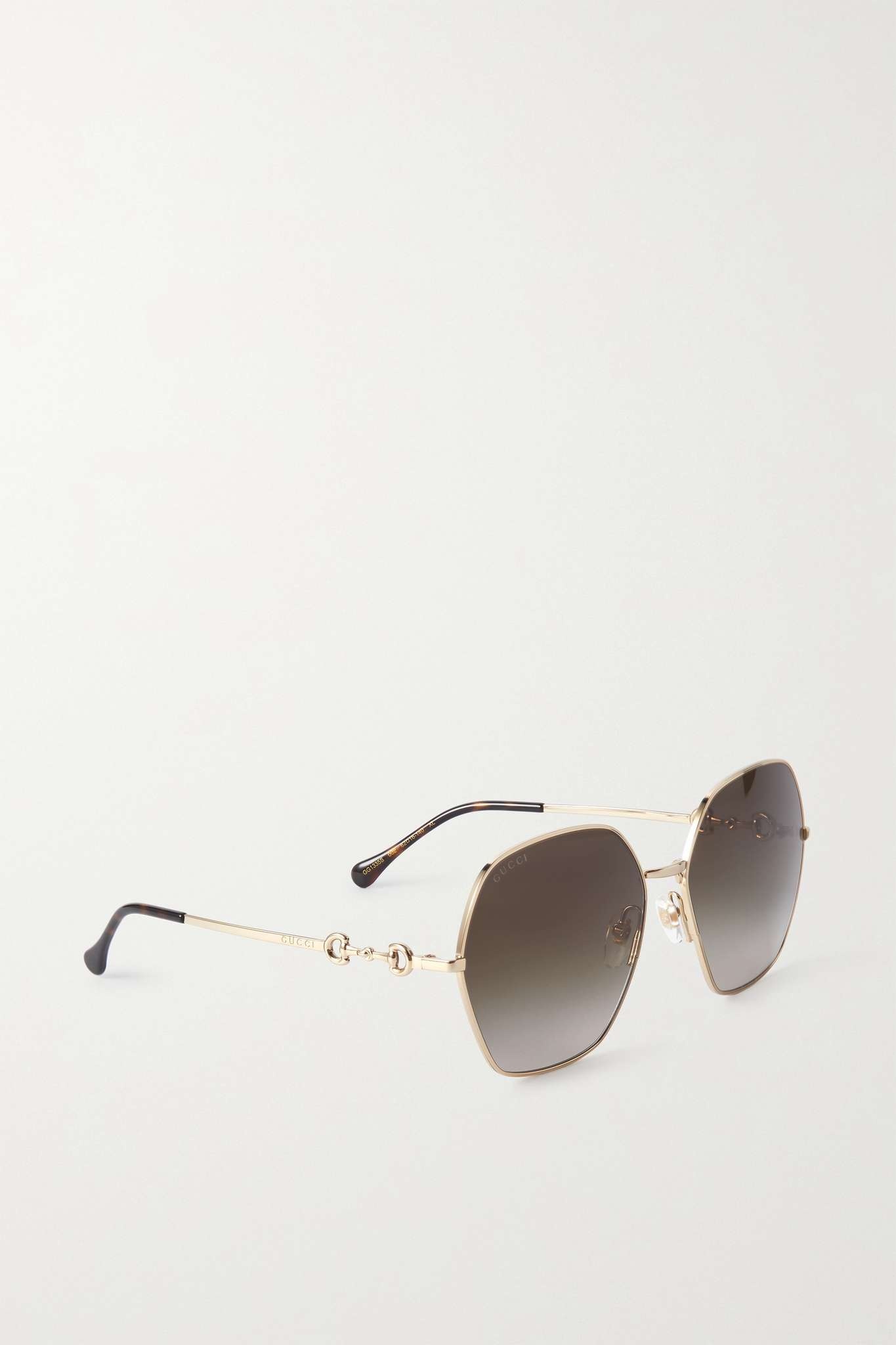 Gucci Horsebit-detailed Square-frame Gold-tone Sunglasses in