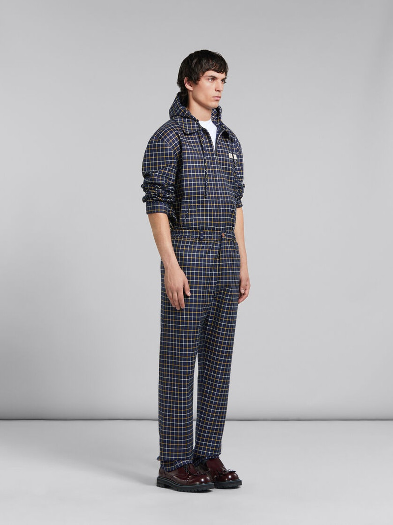 BLUE CHECKED WOOL AND COTTON OVERSHIRT 6