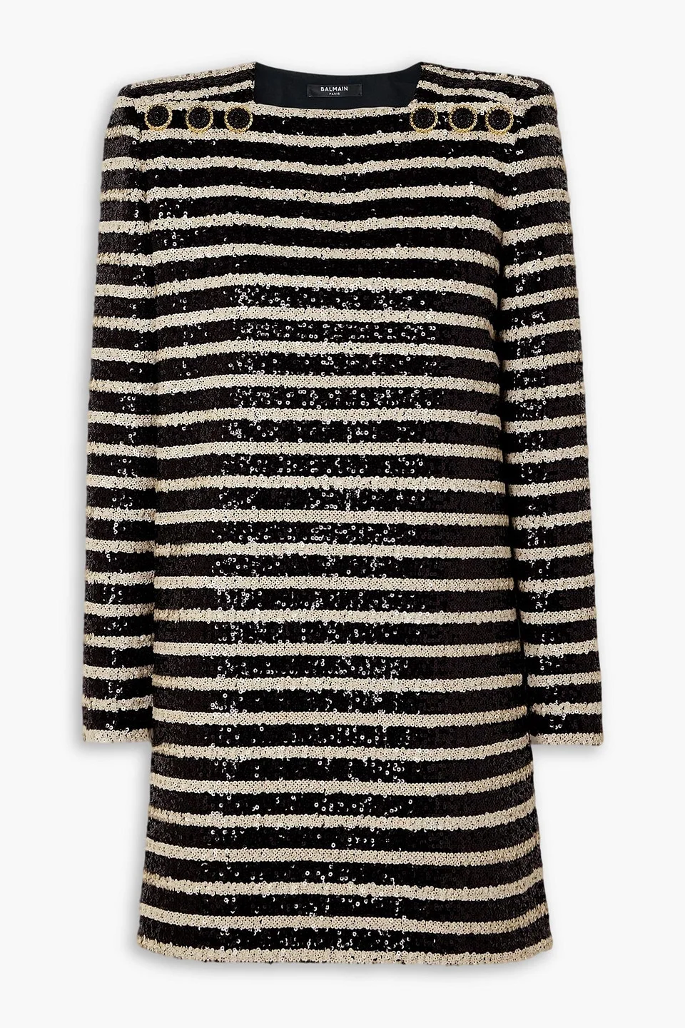 Sequined embellished striped crepe mini dress - 1