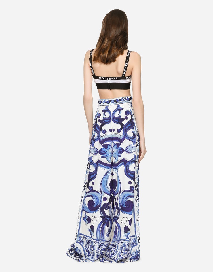 Flared majolica-print charmeuse pants - 2