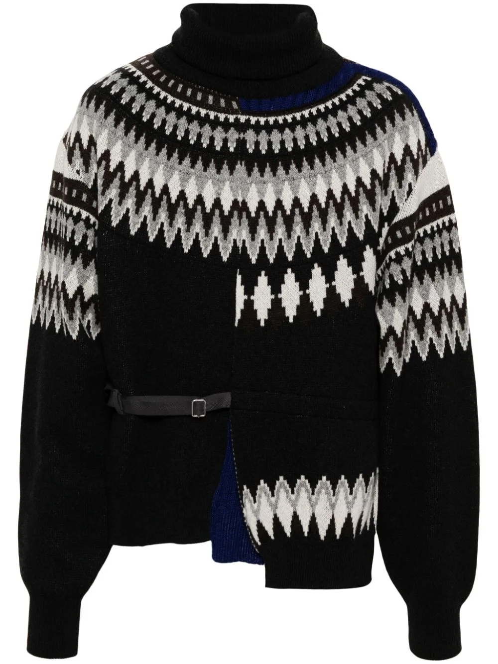 deconstructed fair-isle knit jumper - 1