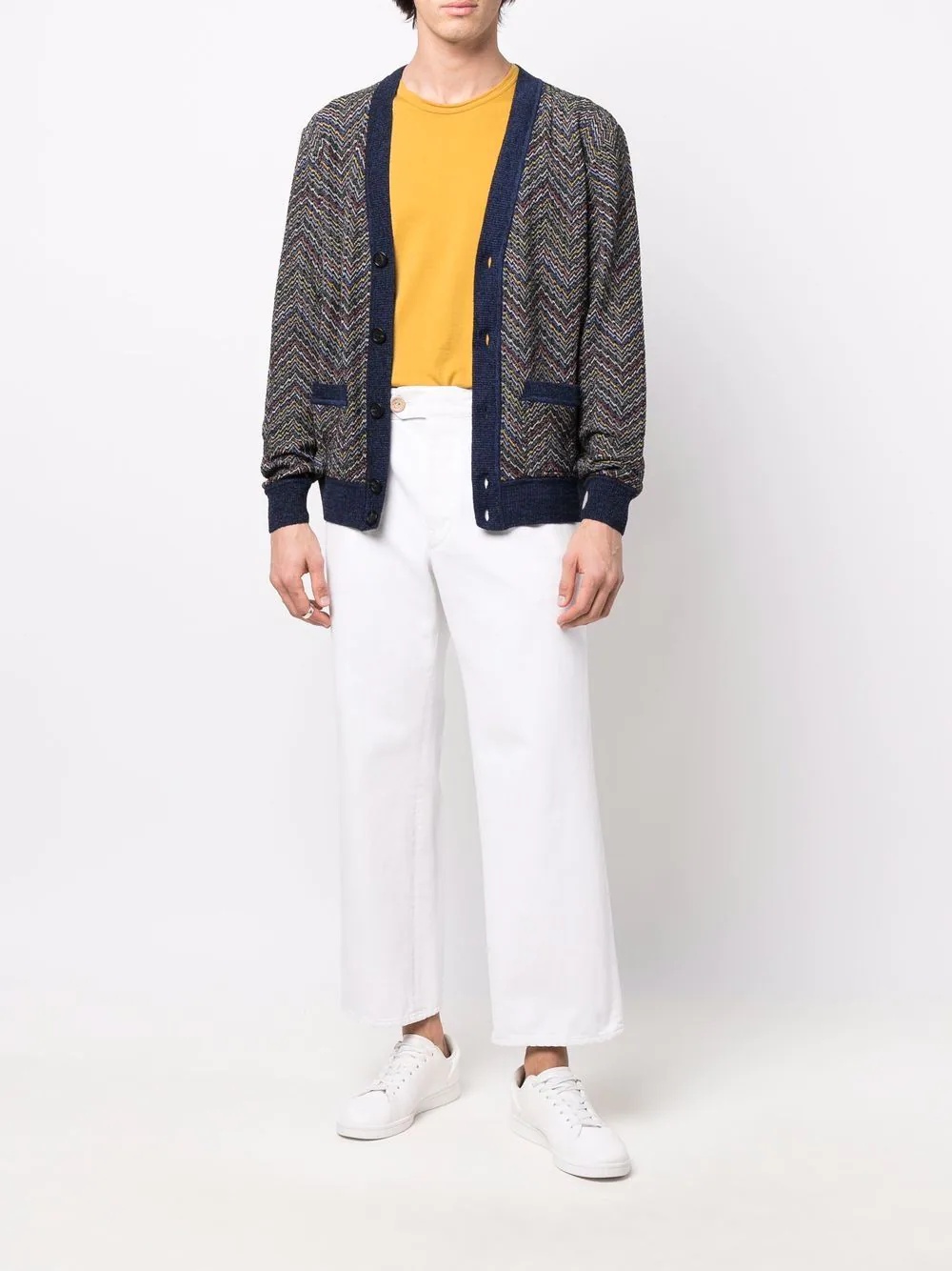 zigzag-knit V-neck cardigan - 2