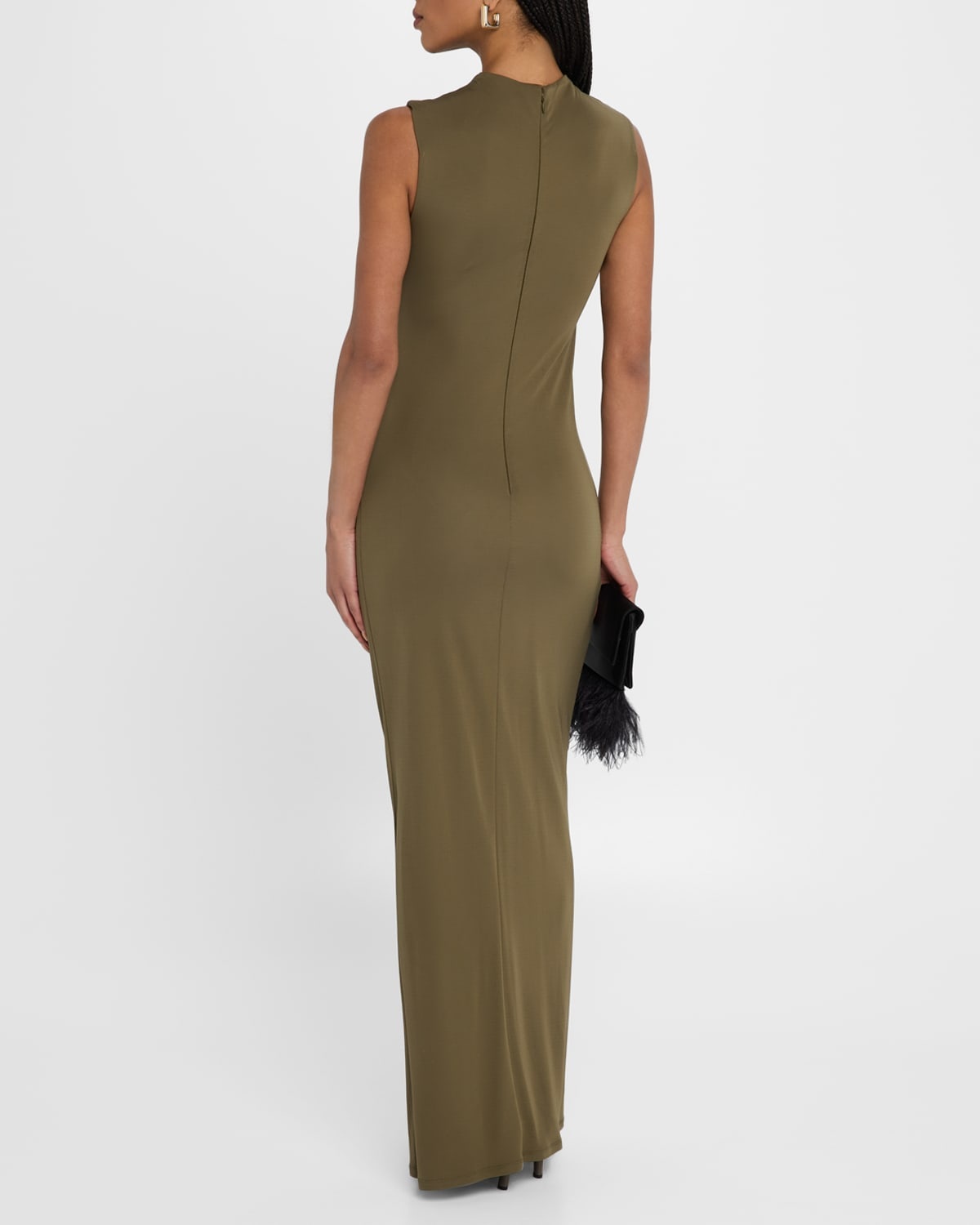 Sleeveless Viscose Knit Maxi Dress with Buckle - 3
