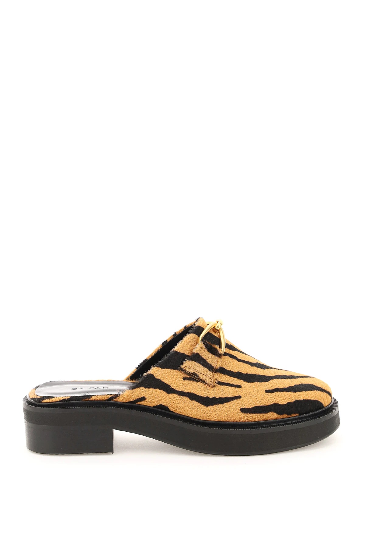 TIGER-PRINT PONY HAIR MULES - 1