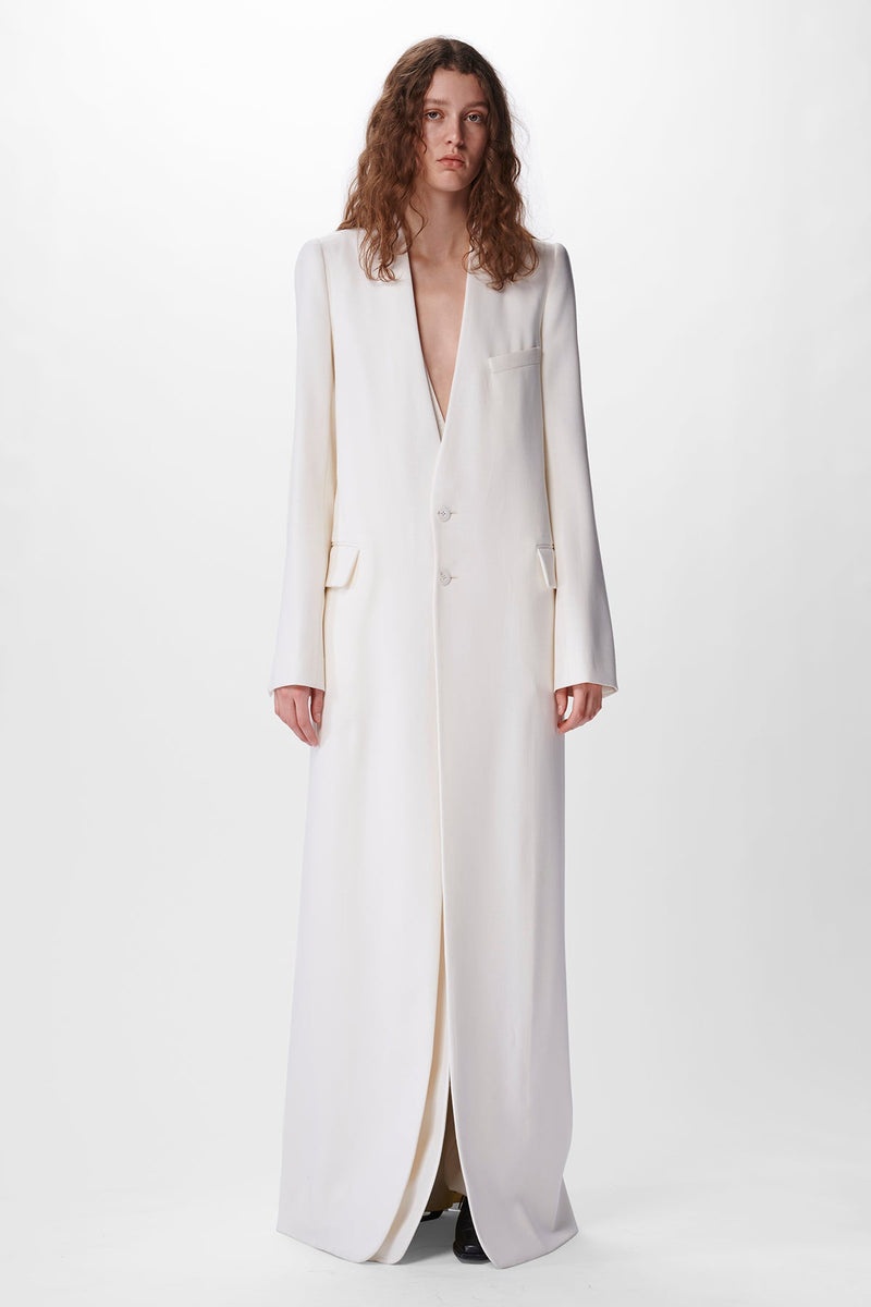 Aisha Long Standard Collarless Coat - 4