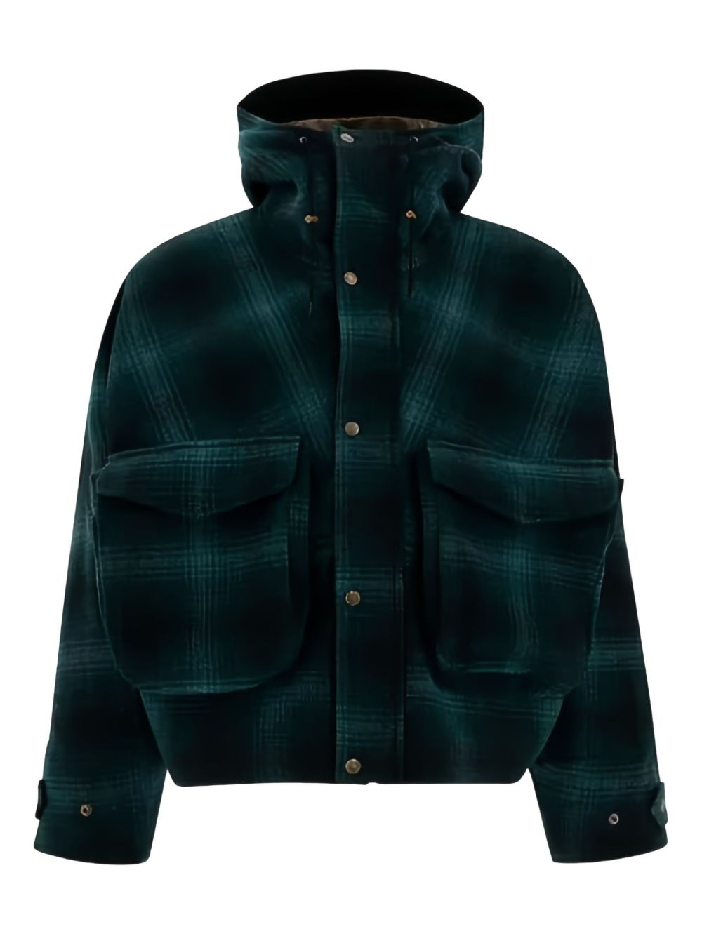 plaid wool hooded jacket - 1