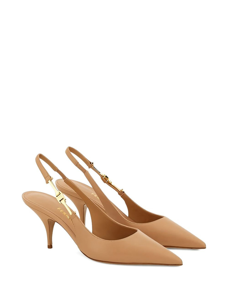 FERRAGAMO 70mm F buckle-slingback pointed-toe sandals outlook