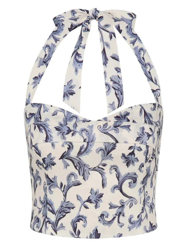 Rue Halter Top in Blue Baroque - 1