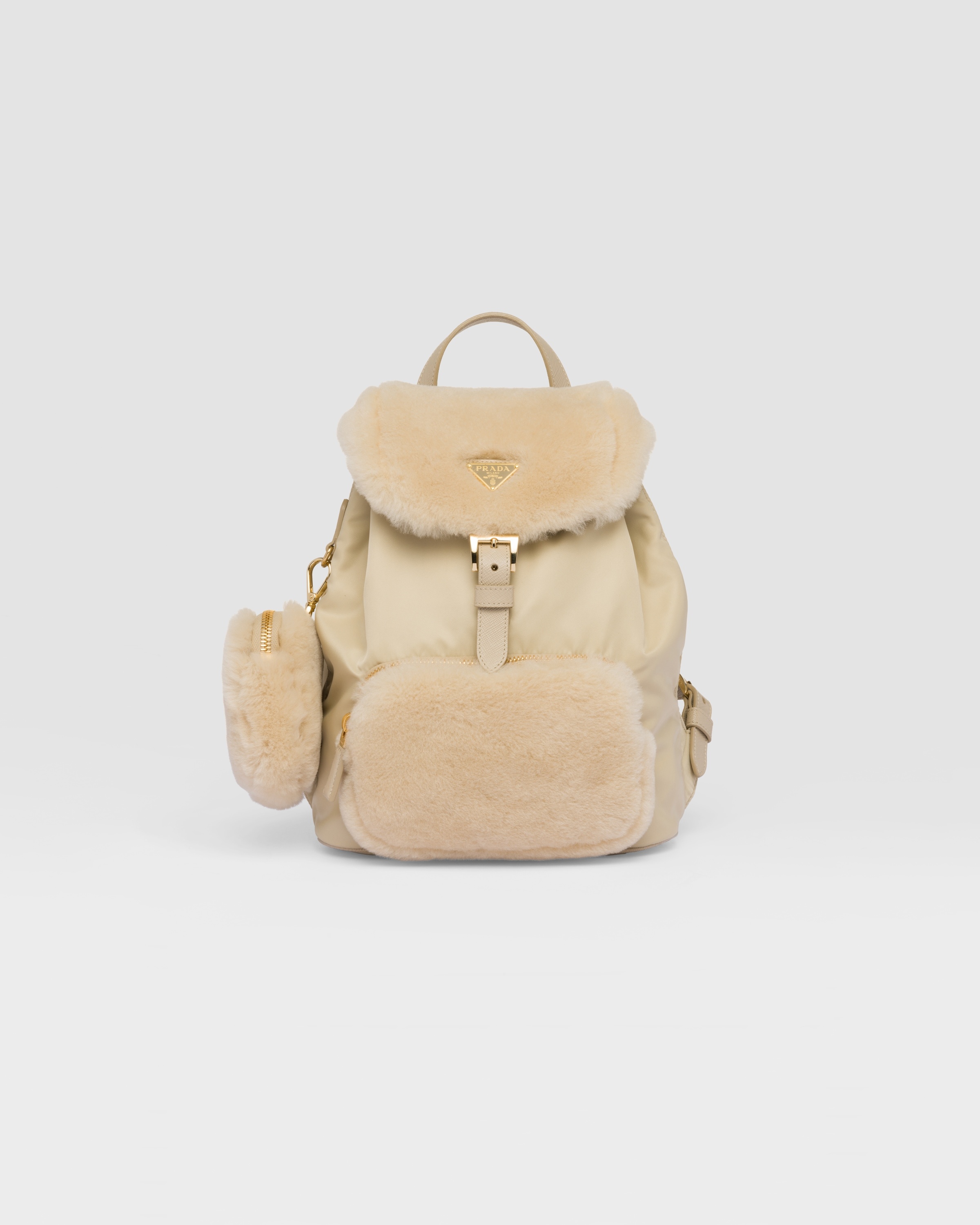 Re-Nylon and shearling backpack - 1