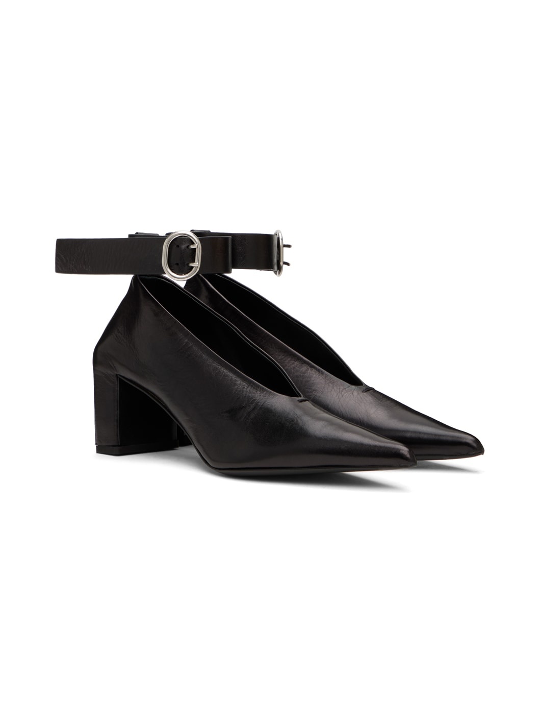 Black Pin-Buckle Heels - 4
