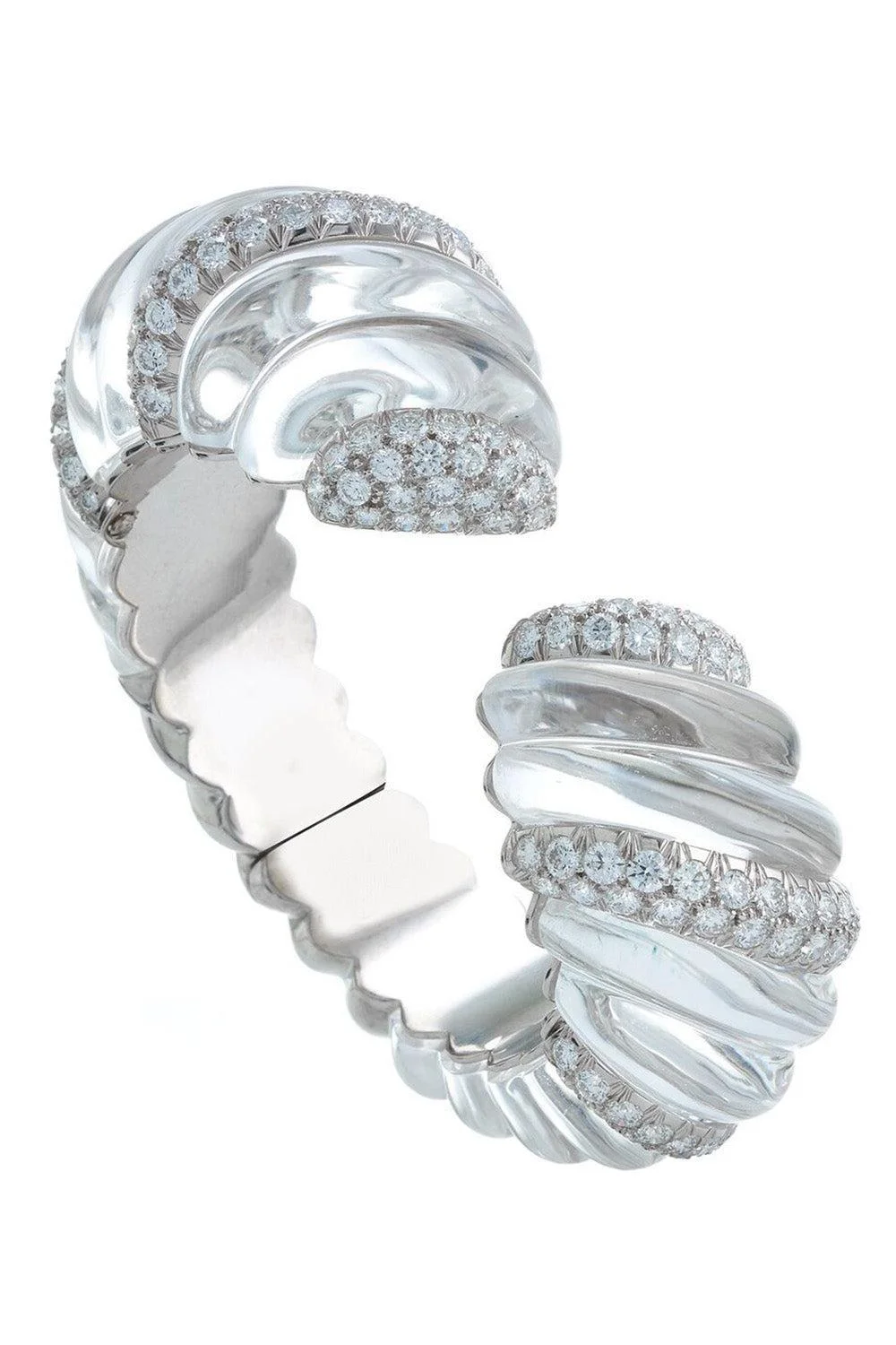 Diamond Twisted Carved Rock Cuff Bracelet - 1