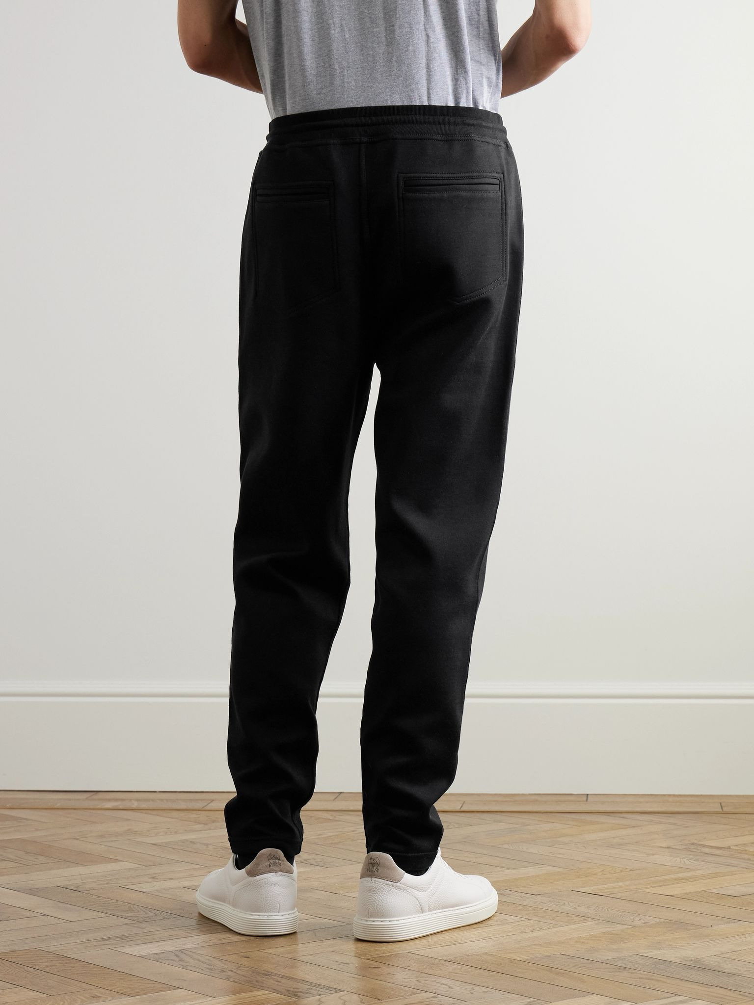 Cotton-Blend Jersey Sweatpants Black - 4