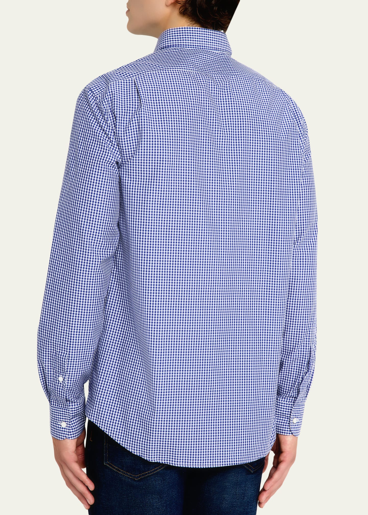 Men's Cotton Micro-Gingham Button-Down Shirt - 3