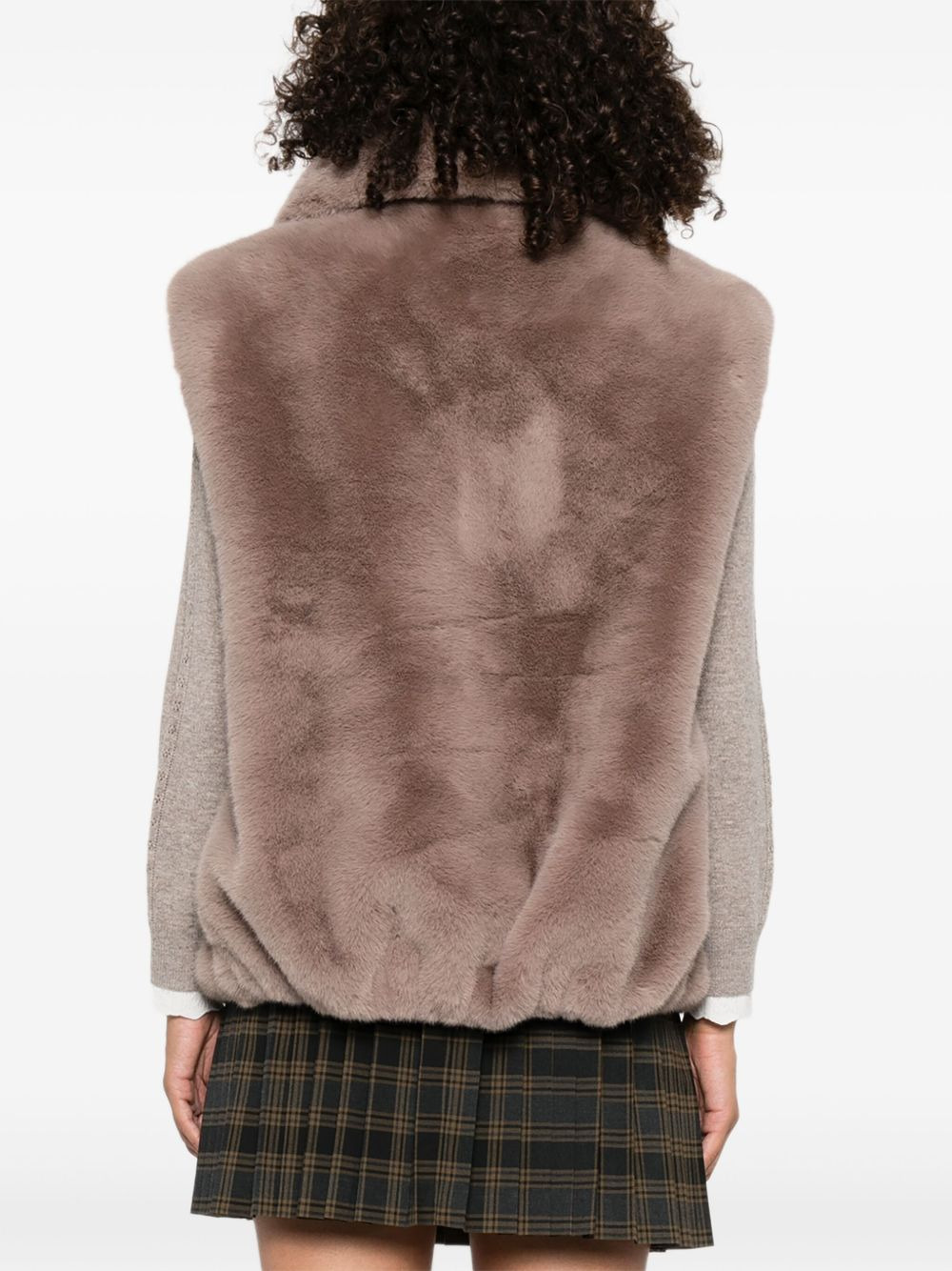 faux-fur zip-front vest - 4