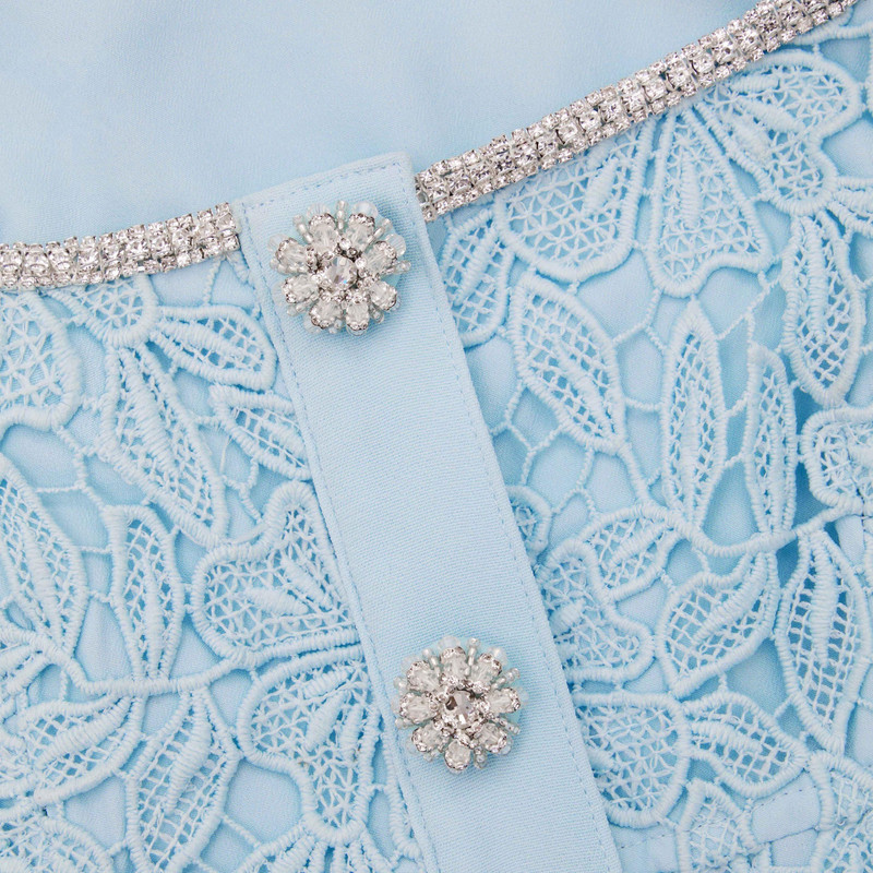 self-portrait Blue Lace Diamante Midi Dress - SS24-929M-BL | REVERSIBLE