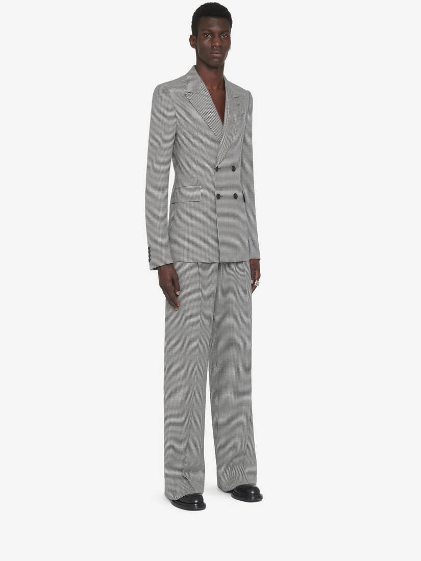 Men's Houndstooth Double-breasted Jacket in Black/white - 3